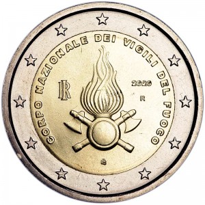 2 euro 2020 Italy, National Fire Department price, composition, diameter, thickness, mintage, orientation, video, authenticity, weight, Description