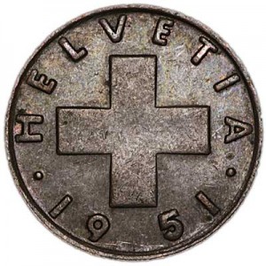 2 раппена 1951 Швейцария, из обращения цена, стоимость