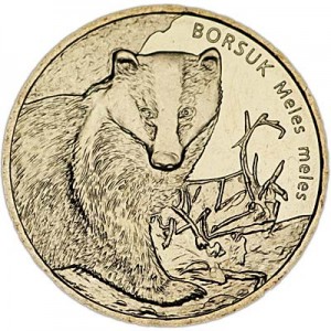 2 zloty 2011 Poland Badger (Borsuk) series "Animals" price, composition, diameter, thickness, mintage, orientation, video, authenticity, weight, Description