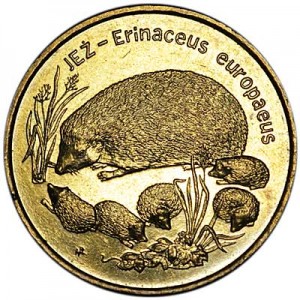 2 zloty 1996 Poland Hedgehog price, composition, diameter, thickness, mintage, orientation, video, authenticity, weight, Description
