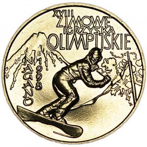 2 zloty 1998 Winter Olimpic Games in Nagano (Zimowe Igrzyska Olimpijskie-Nagano) price, composition, diameter, thickness, mintage, orientation, video, authenticity, weight, Description