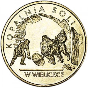 2 злотых 2001 Польша Соляная шахта в Величке цена, стоимость