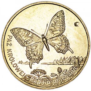 2 zloty 2001 Poland Swallowtail price, composition, diameter, thickness, mintage, orientation, video, authenticity, weight, Description