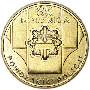 2 zloty 2004 Poland 85 years of police price, composition, diameter, thickness, mintage, orientation, video, authenticity, weight, Description