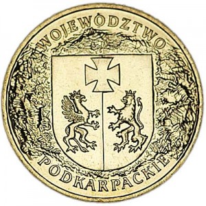 2 zloty 2004 Poland Wojewodztwo Podkarpackie series "Provinces" price, composition, diameter, thickness, mintage, orientation, video, authenticity, weight, Description