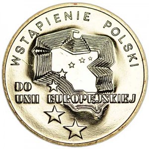 2 злотых 2004 Польша Присоединение Польши к Европейскому Союзу (Wstapienie Polski do Unii Europejskiej) цена, стоимость