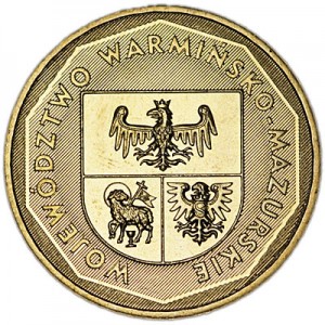 2 zloty 2005 Poland Wojewodztwo Warminsko-Mazurskie series "Provinces" price, composition, diameter, thickness, mintage, orientation, video, authenticity, weight, Description