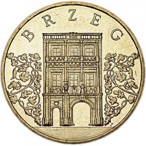 2 zloty 2007 Poland Brzeg series "City" price, composition, diameter, thickness, mintage, orientation, video, authenticity, weight, Description
