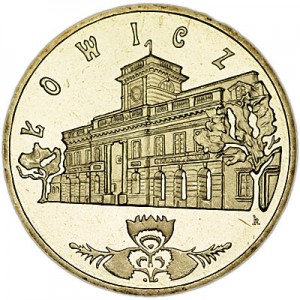 2 zloty 2008 Poland Lowicz series "City" price, composition, diameter, thickness, mintage, orientation, video, authenticity, weight, Description