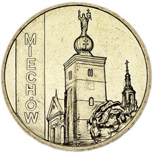 2 zloty 2010 Poland Miechow series "Historical places" price, composition, diameter, thickness, mintage, orientation, video, authenticity, weight, Description