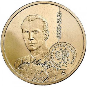 2 zloty 2014 Poland, Jan Karski price, composition, diameter, thickness, mintage, orientation, video, authenticity, weight, Description
