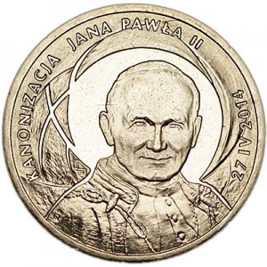 2 zloty 2014 Poland, The canonization of John Paul II (Kanonizacja Jana Pawla II) price, composition, diameter, thickness, mintage, orientation, video, authenticity, weight, Description