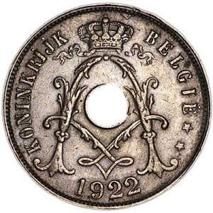 25 сантимов 1922 Бельгия, из обращения цена, стоимость