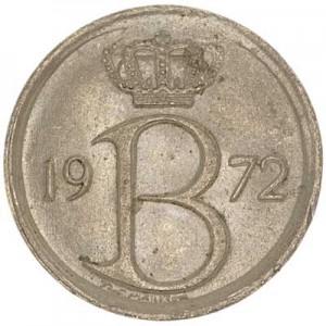 25 сантимов 1972 Бельгия, из обращения цена, стоимость