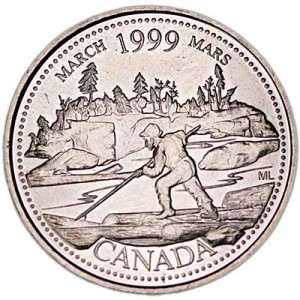 25 центов 1999 Канада, Март цена, стоимость