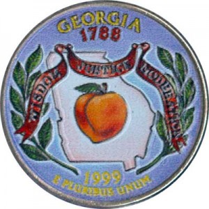 25 cent Quarter Dollar 1999 USA Georgia (farbig)