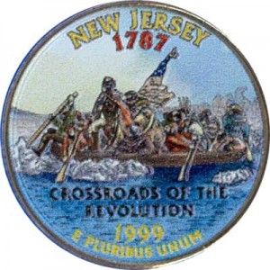 25 центов 1999 США Нью-Джерси (New Jersey) (цветная) цена, стоимость