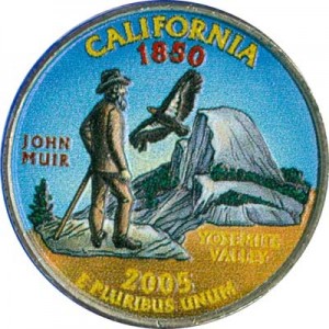 25 cent Quarter Dollar 2005 USA California (farbig)