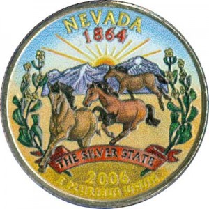 25 cents Quarter Dollar 2006 USA Nevada (colorized)
