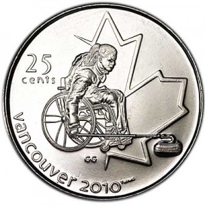 25 cents 2007 Canada Olympics 2010 Vancouver : Paralympic Games price, composition, diameter, thickness, mintage, orientation, video, authenticity, weight, Description