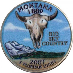 Quarter Dollar 2007 USA Montana (colorized) price, composition, diameter, thickness, mintage, orientation, video, authenticity, weight, Description