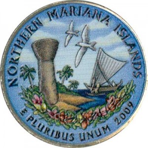 25 центов 2009 США Северные Марианские острова (Nothern Mariana Islands) (цветная) цена, стоимость