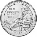 Quarter Dollar 2016 USA Cumberland Gap 32th National Park, mint mark D