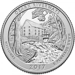 25 центов 2017 США Озарк (Ozark National Scenic Riverways), 38-й парк, двор S цена, стоимость