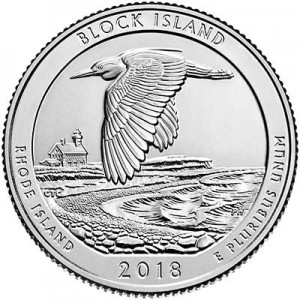 Quarter Dollar 2018 USA Block Island National Wildlife Refuge 45th Park, mint mark S price, composition, diameter, thickness, mintage, orientation, video, authenticity, weight, Description