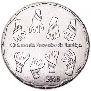 2.5 euros 2015 Portugal, 40 Years of the Ombudsman price, composition, diameter, thickness, mintage, orientation, video, authenticity, weight, Description