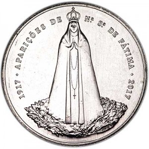 2,5 евро 2017 Португалия, 100 лет явлениям Девы Марии в Фатиме цена, стоимость