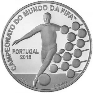 2.5 euros 2018 Portugal, Football World Cup 2018 in Russia price, composition, diameter, thickness, mintage, orientation, video, authenticity, weight, Description