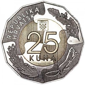 25 kuna 2017 Croatia, 25 years of UN membership price, composition, diameter, thickness, mintage, orientation, video, authenticity, weight, Description