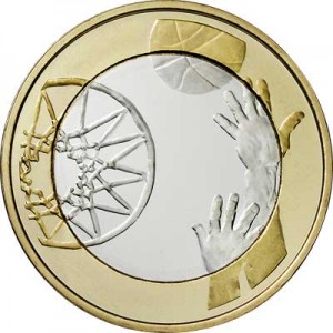 5 euro 2015 Finland Basketball price, composition, diameter, thickness, mintage, orientation, video, authenticity, weight, Description