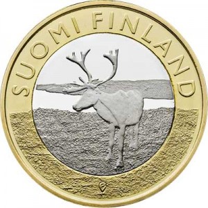 5 евро 2015 Финляндия Лапландия, Олень цена, стоимость