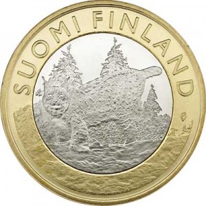 5 euro 2015 Finland Tavastian lynx price, composition, diameter, thickness, mintage, orientation, video, authenticity, weight, Description