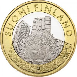 5 euro 2015 Finland Uusimaa hedgehog price, composition, diameter, thickness, mintage, orientation, video, authenticity, weight, Description