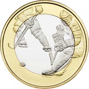 5 Euro 2016 Finland, Ice Hockey price, composition, diameter, thickness, mintage, orientation, video, authenticity, weight, Description
