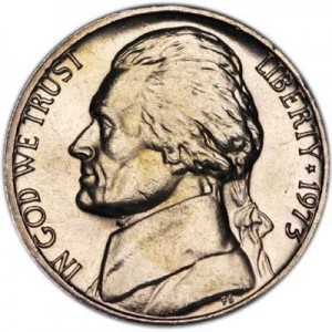 5 центов 1973 США, двор P цена, стоимость