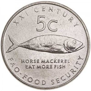 5 cents 2000 Namibia, FAO, Mackerel price, composition, diameter, thickness, mintage, orientation, video, authenticity, weight, Description