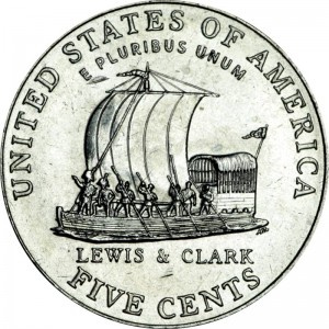 5 cents 2004 USA Keelboat, Westward Journey Series, mint D price, composition, diameter, thickness, mintage, orientation, video, authenticity, weight, Description