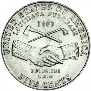 5 центов 2004 США Покупка Луизианы, серия Путешествие на запад, двор P цена, стоимость