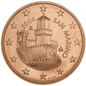 5 центов 2006 Сан-Марино, UNC цена, стоимость