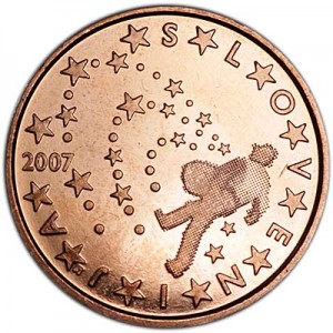 5 центов 2007 Словения, UNC цена, стоимость