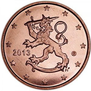5 центов 2013 Финляндия, UNC цена, стоимость