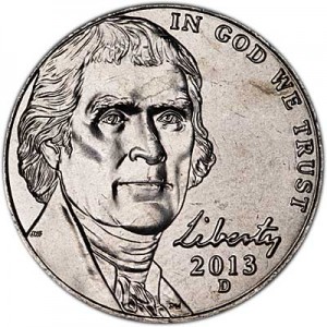 Nickel fünf Cent 2013 USA, D Preis, Komposition, Durchmesser, Dicke, Auflage, Gleichachsigkeit, Video, Authentizitat, Gewicht, Beschreibung