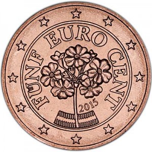 5 cents 2015 Austria UNC price, composition, diameter, thickness, mintage, orientation, video, authenticity, weight, Description
