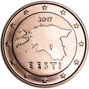 5 центов 2017 Эстония, UNC цена, стоимость