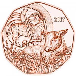 5 евро 2017 Австрия, Пасхальный агнец (ягненок) цена, стоимость