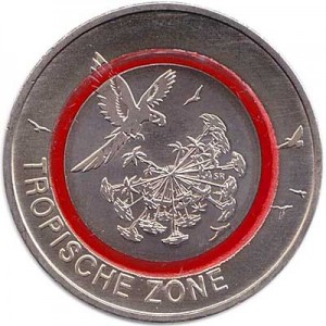5 euro 2017 Germany, Tropical zone price, composition, diameter, thickness, mintage, orientation, video, authenticity, weight, Description
